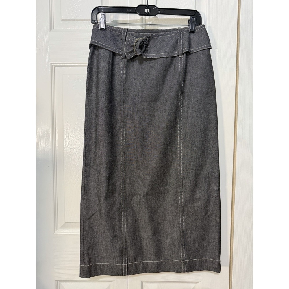 Rena Rowan Women's Long Skirt With Belt Size 4 Gray